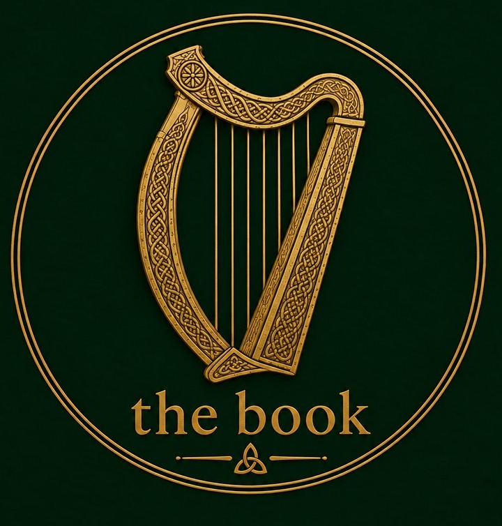 The Book — gold Celtic harp roundel